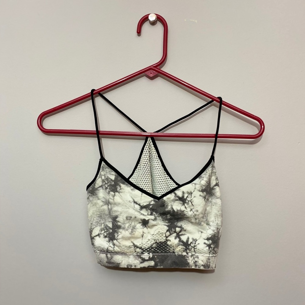 Black and White Marble Sports Bra
